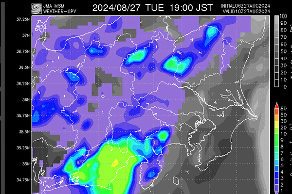 台風10号の線状降水帯