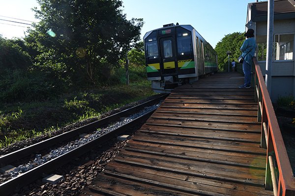 旭川→美瑛駅行き電車。二両編成だ